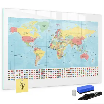 Mapa geográfico del mundo pizarra magnética de pared con rotulador
