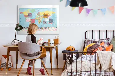 Mapa geográfico del mundo pizarra magnética de pared con rotulador