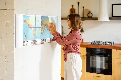 Mapa geográfico del mundo pizarra magnética de pared con rotulador