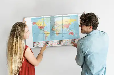 Mapa geográfico del mundo pizarra magnética de pared con rotulador