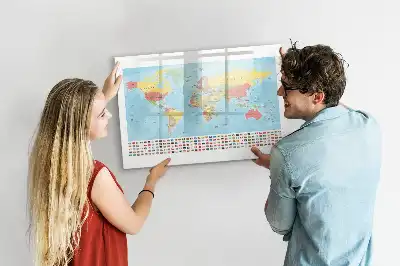 Mapa geográfico del mundo pizarra magnética de pared con rotulador