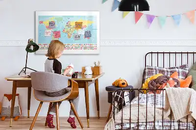 Mapa geográfico del mundo pizarra magnética de pared con rotulador