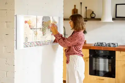 Pizarra de cristal magnética diseño de mapa del mundo