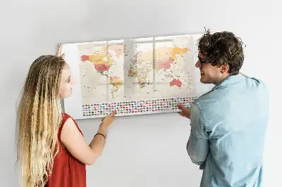 Pizarra de cristal magnética diseño de mapa del mundo
