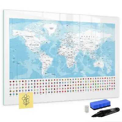 Pizarra magnética de pared con rotulador diseño de mapas de continentes