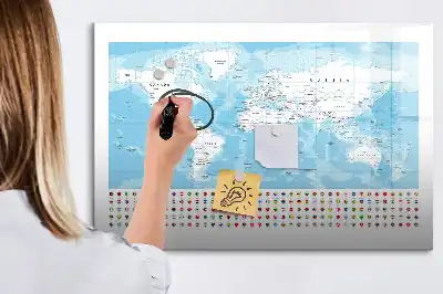 Pizarra magnética de pared con rotulador diseño de mapas de continentes