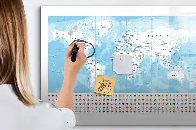 Pizarra magnética de pared con rotulador diseño de mapas de continentes