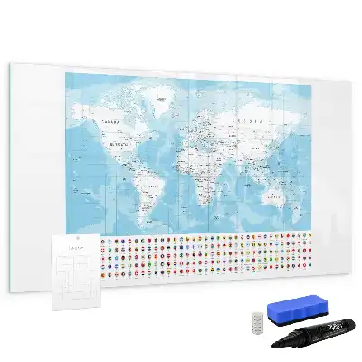 Pizarra magnética de pared con rotulador diseño de mapas de continentes
