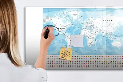 Pizarra magnética de pared con rotulador diseño de mapas de continentes
