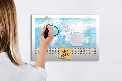 Pizarra magnética de pared con rotulador diseño de mapas de continentes