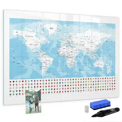 Pizarra magnética de pared con rotulador diseño de mapas de continentes