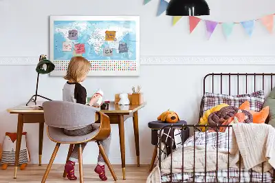 Pizarra magnética de pared con rotulador diseño de mapas de continentes