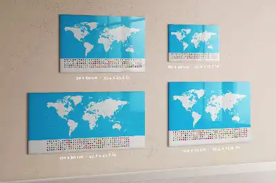 Pizarra magnética de pared con rotulador y diseño de mapa con contornos de países