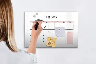 Pizarra magnética de pared con rotulador para planificación semanal