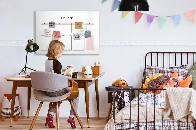 Pizarra magnética de pared con rotulador para planificación semanal