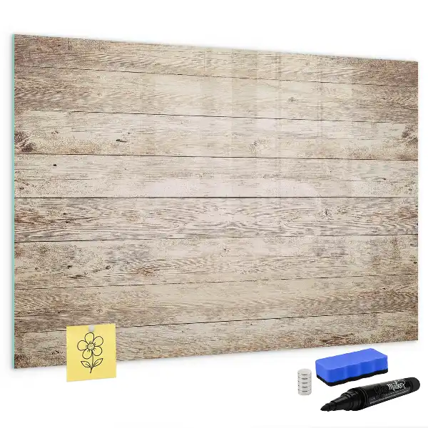 Pizarra de cristal magnética borrable de diseño con estructura de madera