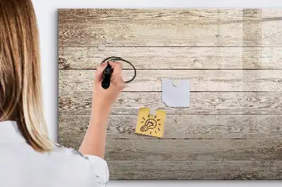 Pizarra de cristal magnética borrable de diseño con estructura de madera