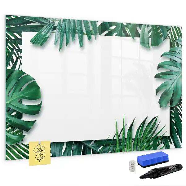 Pizarra magnética de pared diseño de hojas exóticas con rotulador