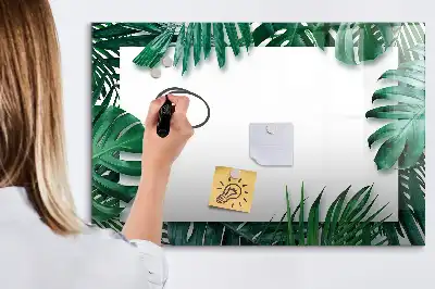 Pizarra magnética de pared diseño de hojas exóticas con rotulador