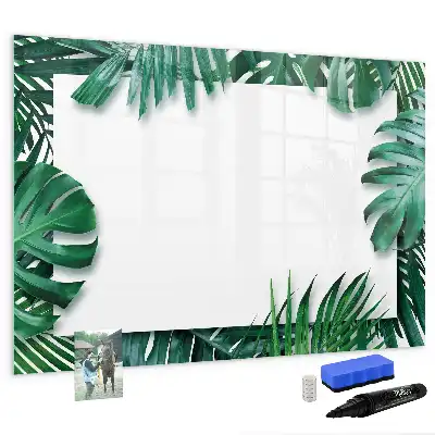 Pizarra magnética de pared diseño de hojas exóticas con rotulador