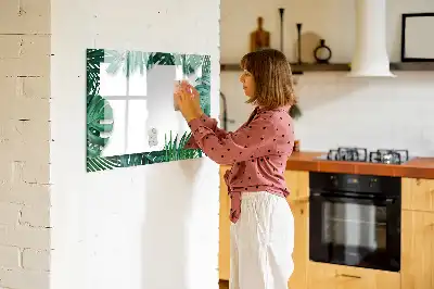 Pizarra magnética de pared diseño de hojas exóticas con rotulador