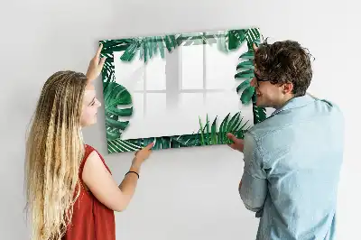 Pizarra magnética de pared diseño de hojas exóticas con rotulador