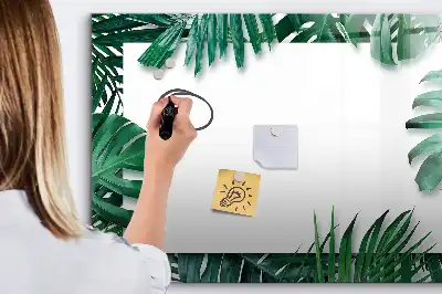 Pizarra magnética de pared diseño de hojas exóticas con rotulador
