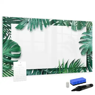Pizarra magnética de pared diseño de hojas exóticas con rotulador