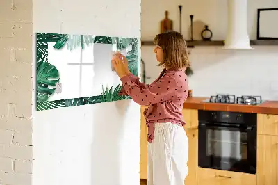 Pizarra magnética de pared diseño de hojas exóticas con rotulador