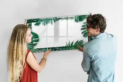 Pizarra magnética de pared diseño de hojas exóticas con rotulador