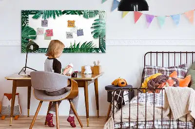 Pizarra magnética de pared diseño de hojas exóticas con rotulador
