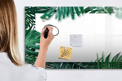 Pizarra magnética de pared diseño de hojas exóticas con rotulador