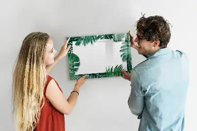 Pizarra magnética de pared diseño de hojas exóticas con rotulador
