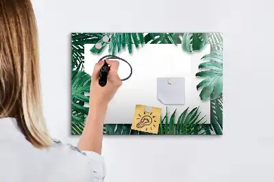 Pizarra magnética de pared diseño de hojas exóticas con rotulador