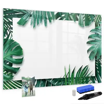 Pizarra magnética de pared diseño de hojas exóticas con rotulador