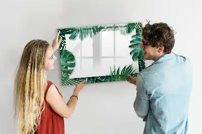 Pizarra magnética de pared diseño de hojas exóticas con rotulador
