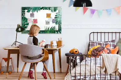 Pizarra magnética de pared diseño de hojas exóticas con rotulador