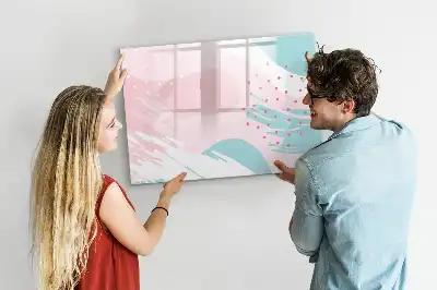 Pizarra borrable de cristal con imanes diseño de abstracción pastel
