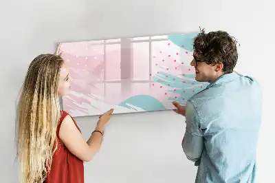Pizarra borrable de cristal con imanes diseño de abstracción pastel