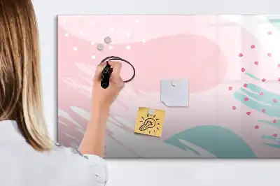 Pizarra borrable de cristal con imanes diseño de abstracción pastel