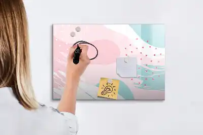 Pizarra borrable de cristal con imanes diseño de abstracción pastel