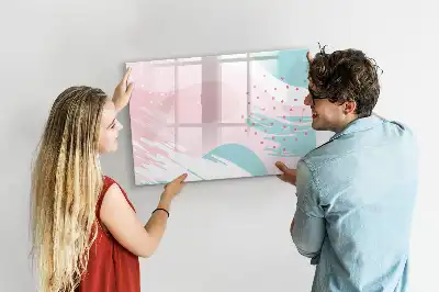 Pizarra borrable de cristal con imanes diseño de abstracción pastel