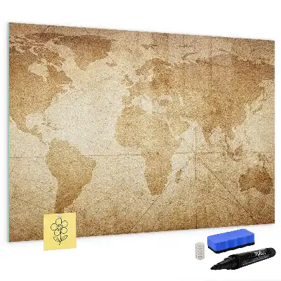 Pizarra magnética de pared diseño de mapa del mundo vintage con rotulador
