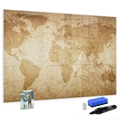 Pizarra magnética de pared diseño de mapa del mundo vintage con rotulador