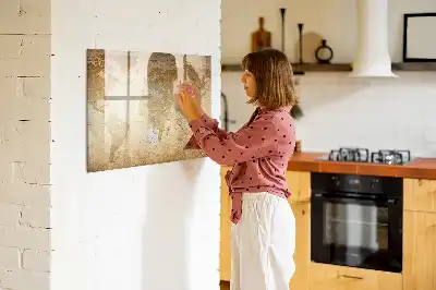 Pizarra magnética de pared diseño de mapa del mundo vintage con rotulador