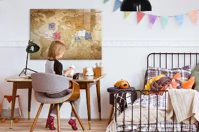 Pizarra magnética de pared diseño de mapa del mundo vintage con rotulador