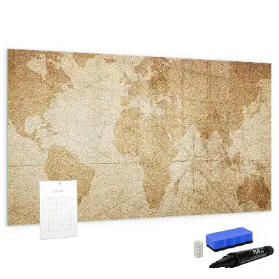 Pizarra magnética de pared diseño de mapa del mundo vintage con rotulador