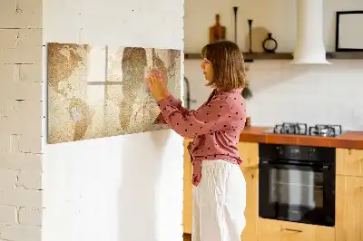 Pizarra magnética de pared diseño de mapa del mundo vintage con rotulador
