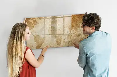 Pizarra magnética de pared diseño de mapa del mundo vintage con rotulador