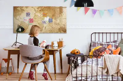 Pizarra magnética de pared diseño de mapa del mundo vintage con rotulador